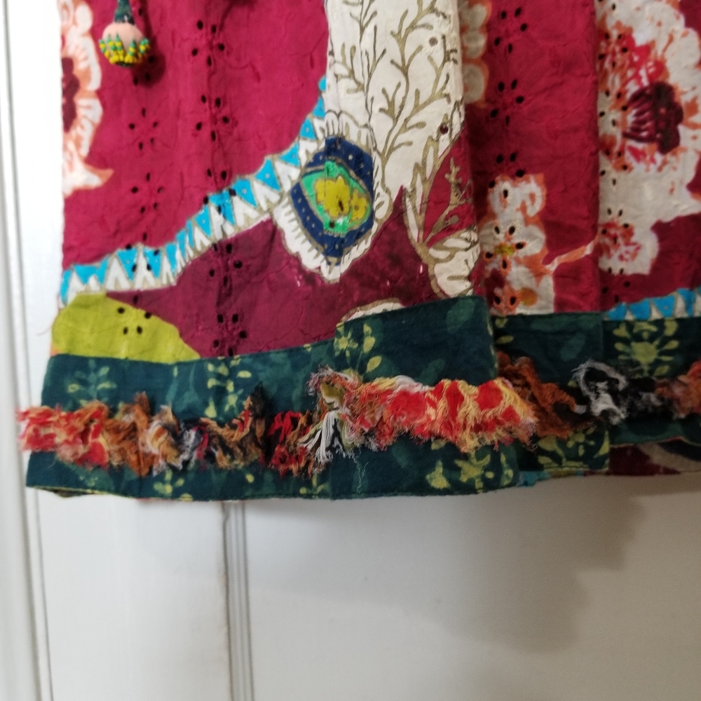 Floral Multicolored Multimedia Patchwork Boho Sho… - image 7